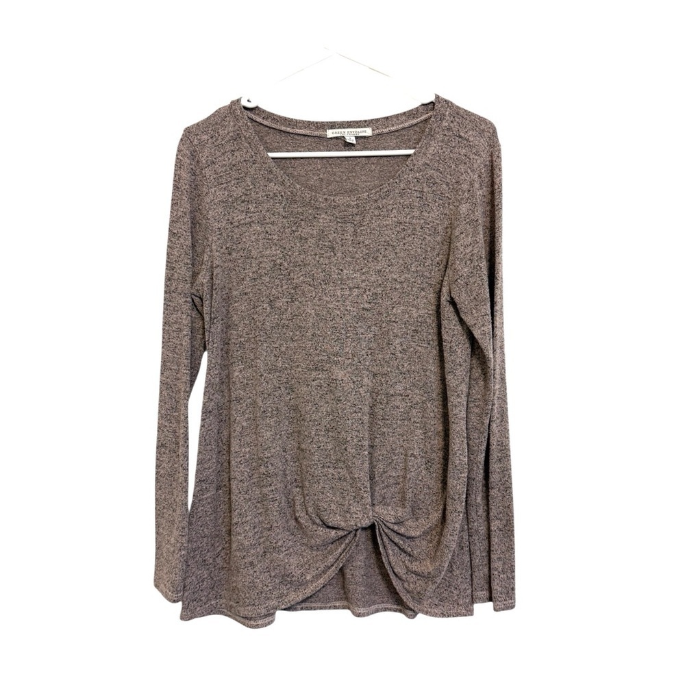 2/$30 Green Envelope Los Angeles Pinkish Taupe Brown Front Twist Knit Top Small